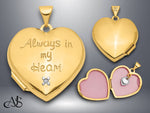Load image into Gallery viewer, 14K Two-tone Diamond 'Always in my heart' with Heart Charm Inside 21mm Heart Locket  | Build Your Locket Necklace with Engraving, Photo insertions, and Chain Options
