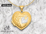 Load image into Gallery viewer, 14K Yellow White Gold Lock and Key ' You hold the key to my heart ' 18mm Heart Locket | Build Your Locket Necklace with Engraving, Photo insertions, and Chain Options
