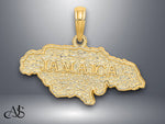 Load image into Gallery viewer, 14K Yellow Gold Textured JAMAICA Map Charm with Necklace Chain Options
