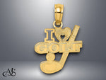 Load image into Gallery viewer, 14K Yellow Gold I HEART GOLF Club and Ball Charm with Necklace Chain Options
