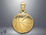 Load image into Gallery viewer, 14K Yellow Gold 2-D Textured Basketball Charm with Necklace Chain Options
