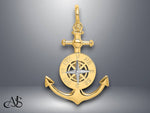 Load image into Gallery viewer, 14K Two-tone Gold 3-D Anchor w/ Compass and Rhodium Needle Charm with Necklace Chain Options
