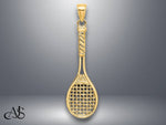 Load image into Gallery viewer, 14K Yellow Gold 3-D Polished Tennis Racquet Charm with Necklace Chain Options
