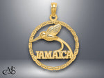 Load image into Gallery viewer, 14K Yellow Gold JAMAICA w/ Bird in Circle Charm with Necklace Chain Options
