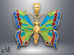 Load image into Gallery viewer, 14K Yellow Gold Enameled Butterfly Pendant with Necklace Chain Options
