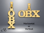 Load image into Gallery viewer, 14K Yellow Gold Polished OBX (Outer Banks) Vertical Charm with Necklace Chain Options
