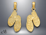Load image into Gallery viewer, 14K Yellow Gold MARCO ISLAND Reversible Flip Flops Charm with Necklace Chain Options
