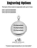 Load image into Gallery viewer, 14K White Gold 0.01ct Diamond Vintage Filigree Blue Fabric Interior 20mm Round Locket | Build Your Locket Necklace with Engraving, Photo insertions, and Chain Options
