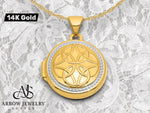 Load image into Gallery viewer, 14K Yellow Gold Rhodium Beaded Border Polished Celtic Knot Design 16mm Round Locket | Build Your Locket Necklace with Engraving, Photo insertions, and Chain Options
