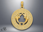 Load image into Gallery viewer, 14K Yellow Gold KENNEBUNKPORT ME Dolphins Charm with Necklace Chain Options
