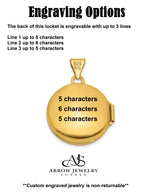 Load image into Gallery viewer, 14K Yellow Gold White Rhodium Polished Saint Christopher Protect Us 16mm Round Locket | Build Your Locket Necklace with Engraving, Photo insertions, and Chain Options
