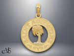 Load image into Gallery viewer, 14K Yellow Gold SAINT AUGUSTINE w/ Palm Tree Circle Charm with Necklace Chain Options
