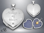 Load image into Gallery viewer, Sterling Silver Rhod-plated &amp; Gold-tone Always In My Heart Dia Heart Locket | Build Your Locket Necklace with Engraving, Photo insertions, and Chain Options
