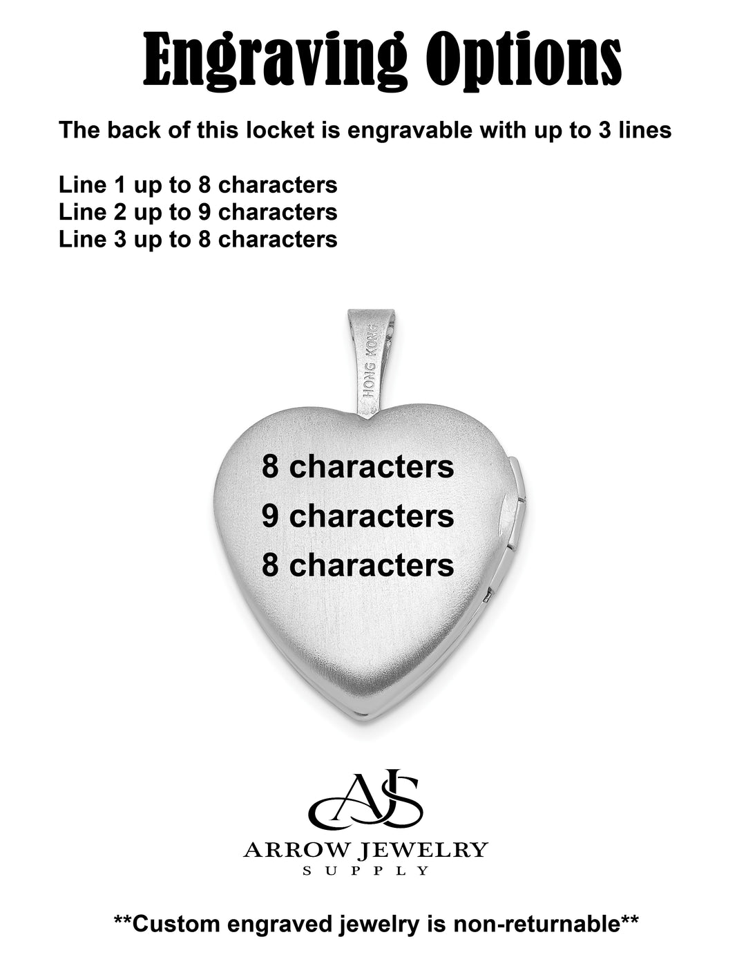 Sterling Silver Rhodium-plated Satin & D/C Diamond Star Heart Locket | Build Your Locket Necklace with Engraving, Photo insertions, and Chain Options