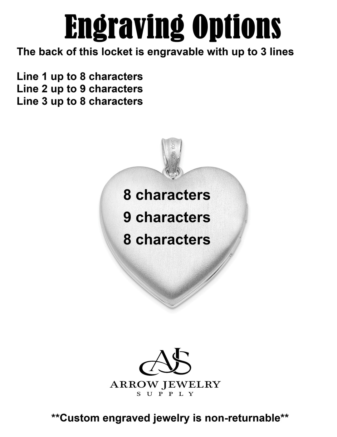 Sterling Silver Rhodium-plated 24mm w/ Diamond Star Design Heart Locket | Build Your Locket Necklace with Engraving, Photo insertions, and Chain Options