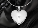Load image into Gallery viewer, Sterling Silver Rhodium-plated 24mm w/ Diamond Star Design Heart Locket | Build Your Locket Necklace with Engraving, Photo insertions, and Chain Options
