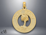 Load image into Gallery viewer, 14K Yellow Gold KEY WEST w/Palm Tree Circle Charm with Necklace Chain Options
