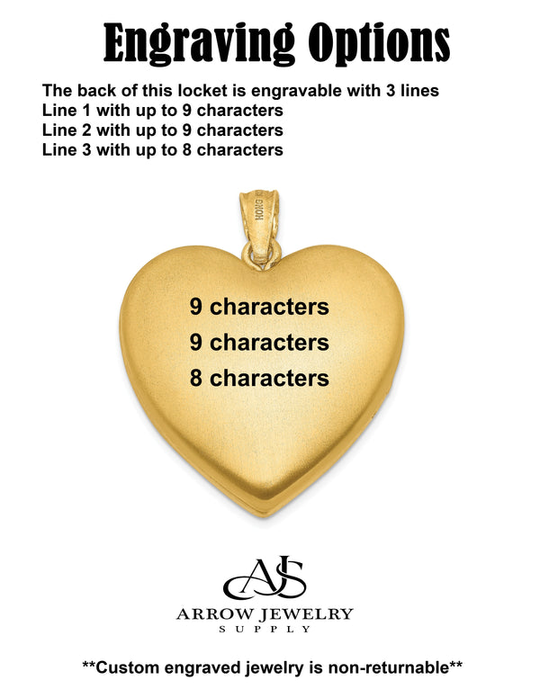 14K Yellow Gold Filled Grandma 23mm Enameled Family Heart Locket | Build Your Locket Necklace with Engraving, Photo insertions, and Chain Options