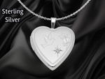 Load image into Gallery viewer, Sterling Silver Rhodium-plated Diamond D/C Dove &amp; Flower Heart Locket | Build Your Locket Necklace with Engraving, Photo insertions, and Chain Options
