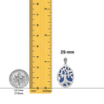 Load image into Gallery viewer, 14K White Gold Diamond Cut-out Tree with Blue Fabric Interior 23mm Oval Locket | Build Your Locket Necklace with Engraving, Photo insertions, and Chain Options
