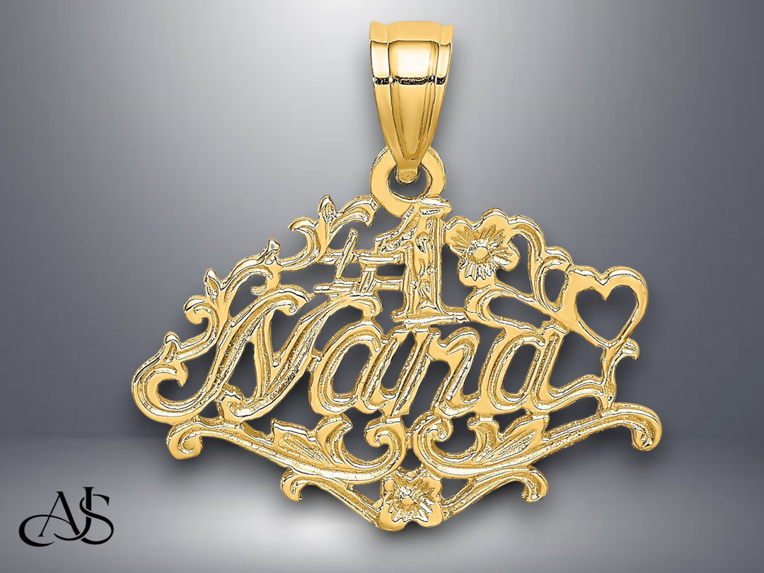 14K Yellow Gold #1 NANA Charm with Necklace Chain Options