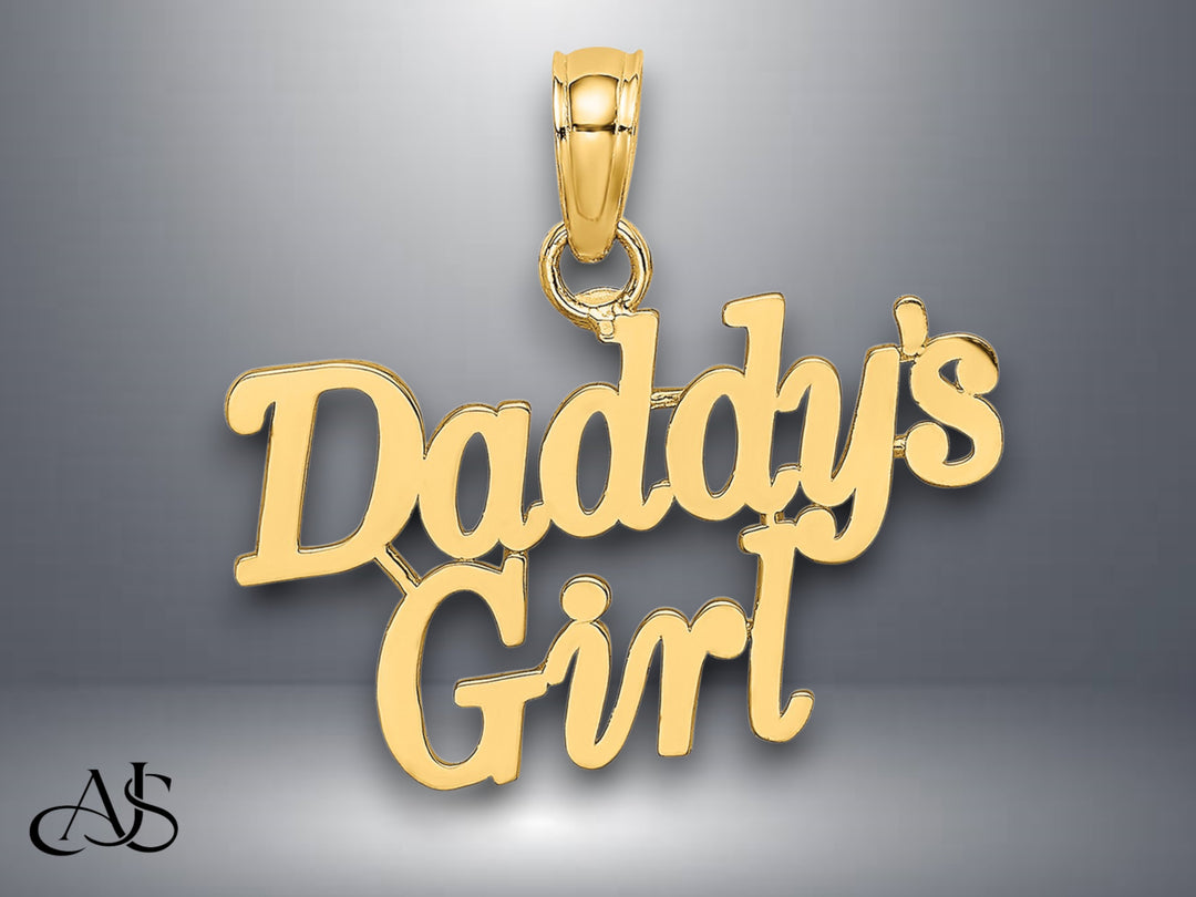 14K Yellow Gold DADDY'S GIRL Charm with Necklace Chain Options