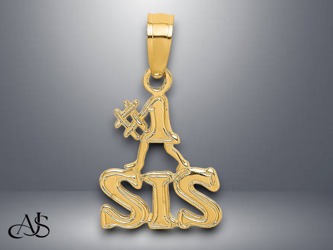 14K Yellow Gold Polished #1 SIS Charm with Necklace Chain Options