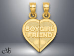Load image into Gallery viewer, 14K Yellow Gold BOY/GIRL FRIEND Break-apart Heart Charm with Necklace Chain Options
