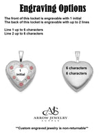 Load image into Gallery viewer, Sterling Silver RH-plated Polished / Satin Epoxy 16mm Floral Heart Locket | Build Your Locket Necklace with Engraving, Photo insertions, and Chain Options
