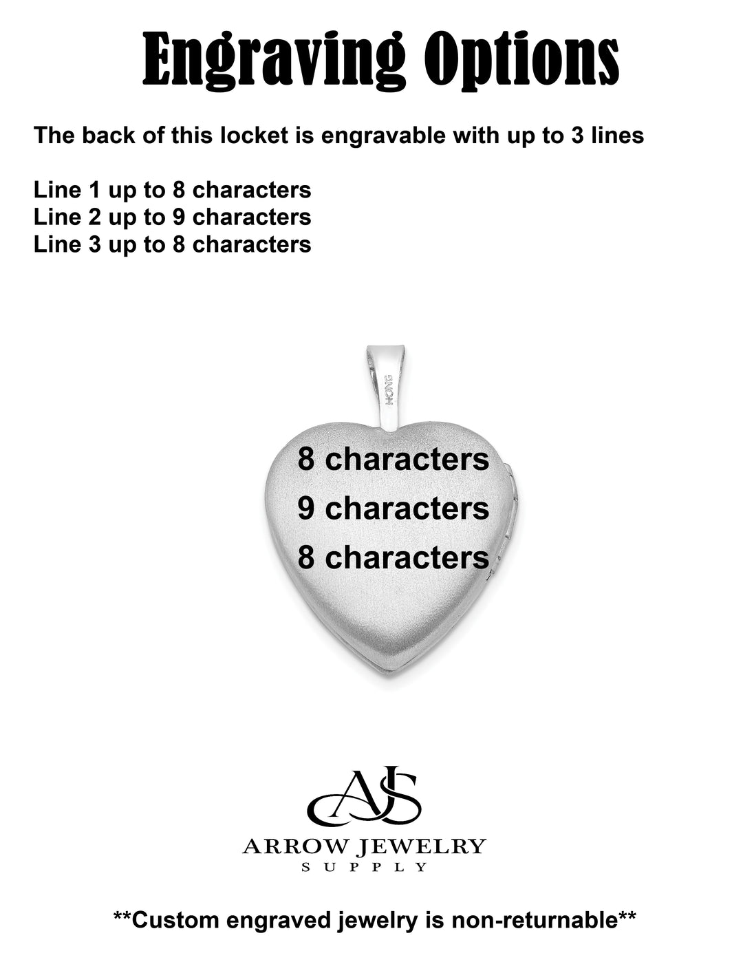 Sterling Silver Rhodium-plated 20mm D/C & Enameled Love Heart Locket | Build Your Locket Necklace with Engraving, Photo insertions, and Chain Options