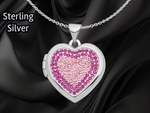 Load image into Gallery viewer, Sterling Silver Rhodium-plated 18mm Preciosa Crystal Heart Locket | Build Your Locket Necklace with Engraving, Photo insertions, and Chain Options

