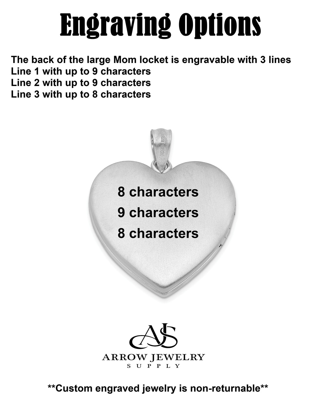 Sterling Silver Rhodium-plated 24mm / 20mm Enameled Floral Mom Heart Locket | Build Your Locket Necklace with Engraving, Photo insertions, and Chain Options