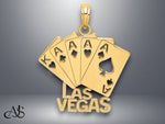Load image into Gallery viewer, 14K Yellow Gold LAS VEGAS w/ Playing Cards Charm with Necklace Chain Options
