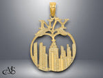 Load image into Gallery viewer, 14K Yellow Gold New York Skyline in Apple Charm with Necklace Chain Options
