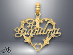 Load image into Gallery viewer, 14K Yellow Gold #1 Script GRANDMA In Heart Charm with Necklace Chain Options
