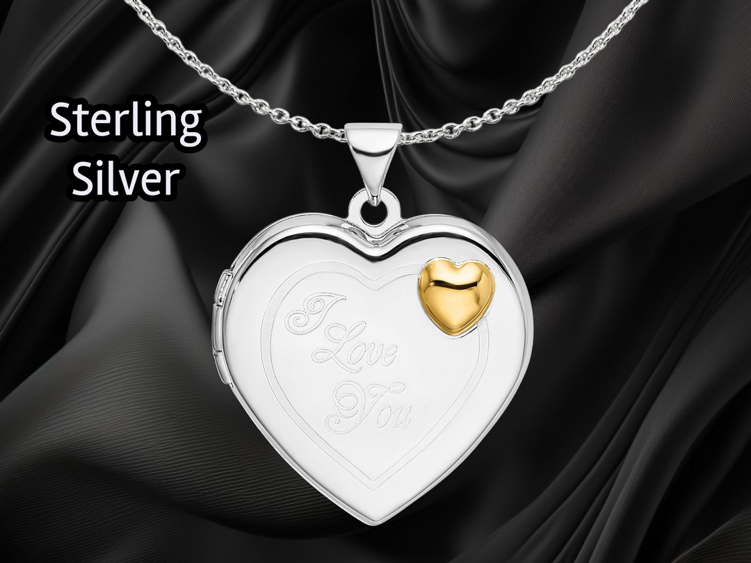 Sterling Silver Rhodium-plated 20mm D/C Grandma Heart Locket | Build Your Locket Necklace with Engraving, Photo insertions, and Chain Options