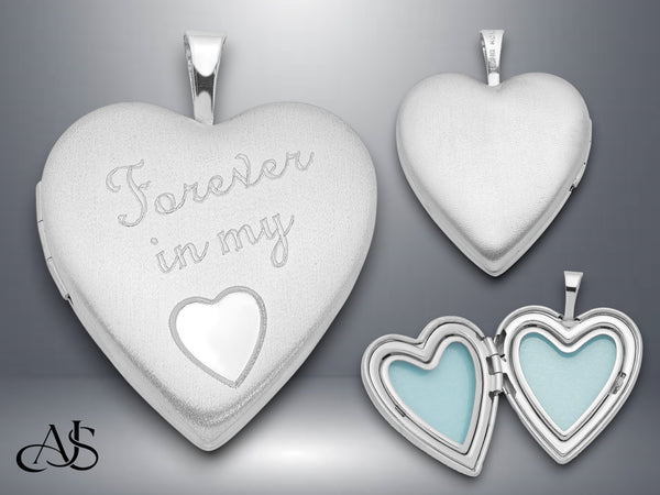 Sterling Silver Rhodium-plated 20mm D/C Grandma Heart Locket | Build Your Locket Necklace with Engraving, Photo insertions, and Chain Options