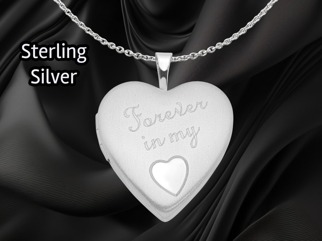 Sterling Silver Rhodium-plated 20mm D/C Grandma Heart Locket | Build Your Locket Necklace with Engraving, Photo insertions, and Chain Options