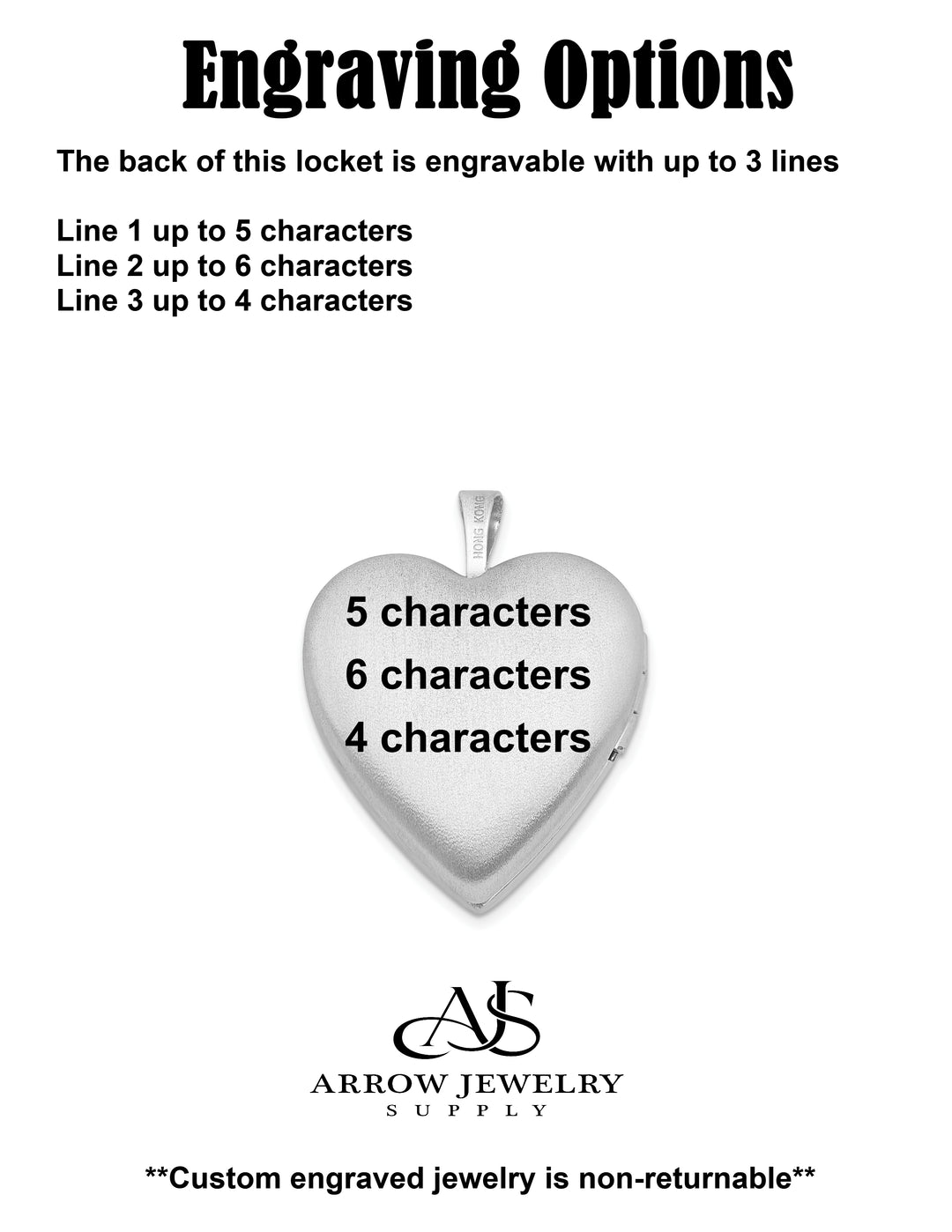 Sterling Silver Rhodium-plated 20mm D/C Grandma Heart Locket | Build Your Locket Necklace with Engraving, Photo insertions, and Chain Options