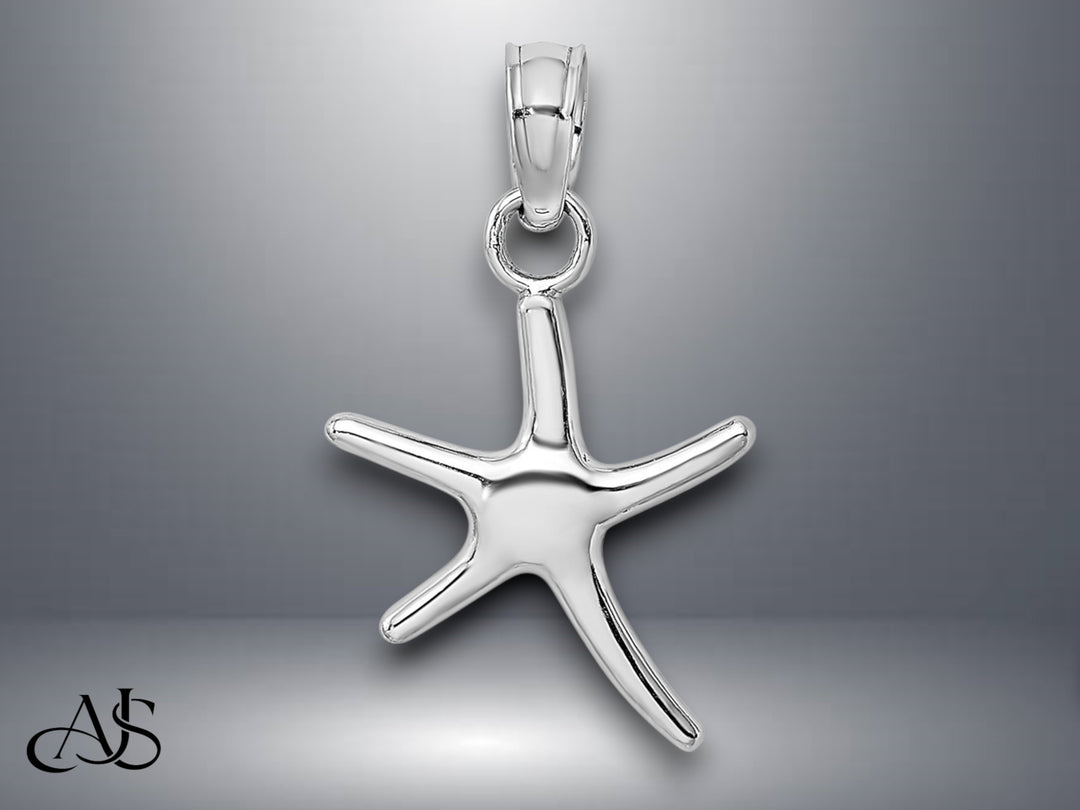 14K Yellow White Gold Polished Mini Dancing Starfish Charm with Necklace Chain Options
