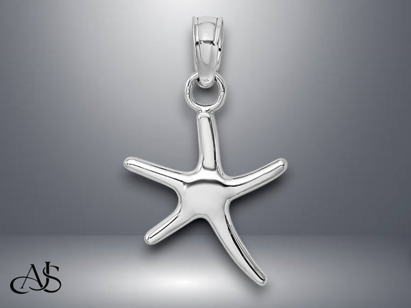 14K Yellow White Gold Polished Mini Dancing Starfish Charm with Necklace Chain Options