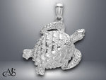 Load image into Gallery viewer, 14K Yellow White Gold Polished Textured Sea Turtle Charm with Necklace Chain Options
