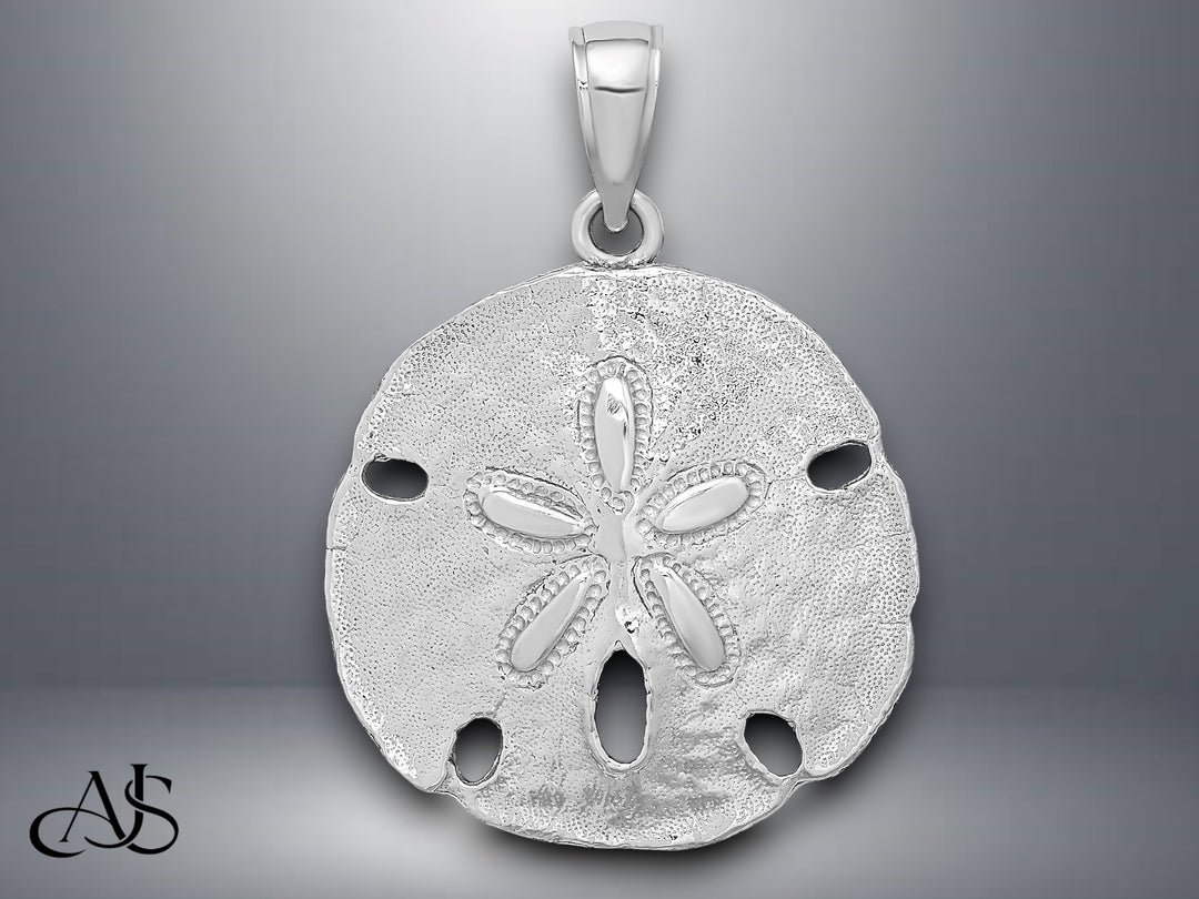 14K Yellow White Gold Polished Sand Dollar Charm with Necklace Chain Options
