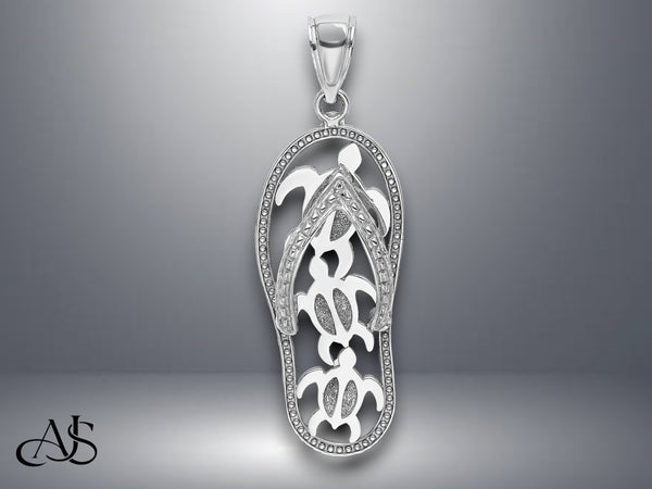 14K White Gold Flip-Flop Charm with Necklace Chain Options