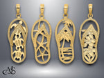 Load image into Gallery viewer, 14K Yellow Gold Flip-Flop Charm with Necklace Chain Options
