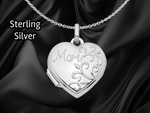 Load image into Gallery viewer, Sterling Silver Mom 15mm Heart Locket | Build Your Locket Necklace with Engraving, Photo insertions, and Chain Options
