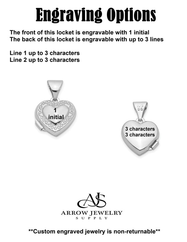 Sterling Silver 10mm Heart Locket | Build Your Locket Necklace with Engraving, Photo insertions, and Chain Options