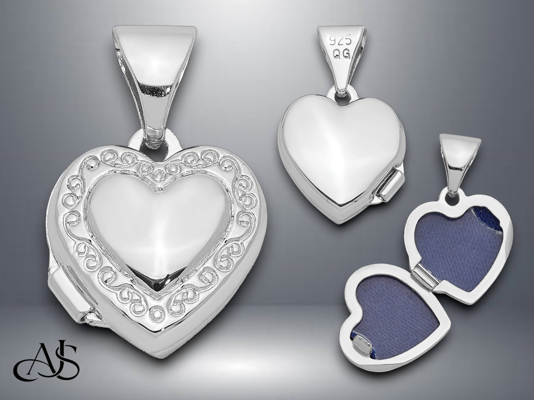 Sterling Silver 10mm Heart Locket | Build Your Locket Necklace with Engraving, Photo insertions, and Chain Options