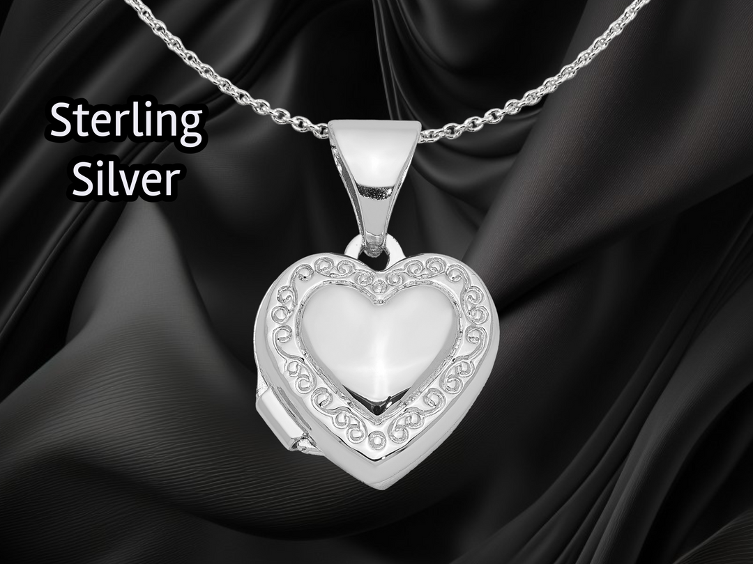 Sterling Silver 10mm Heart Locket | Build Your Locket Necklace with Engraving, Photo insertions, and Chain Options