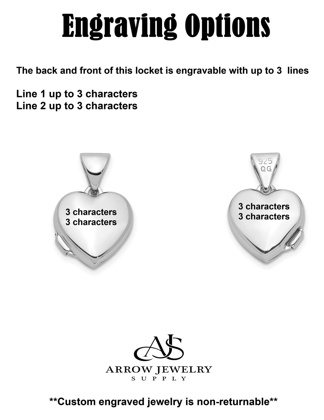 Sterling Silver Polished 10mm Heart Locket | Build Your Locket Necklace with Engraving, Photo insertions, and Chain Options
